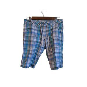 Lilu Blue Green Grey Plaid Shorts - Size 5 Juniors